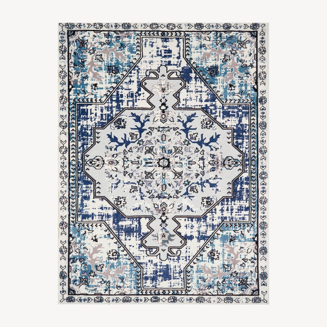 Easy Clean Rug Moroccan Boho Style Plush Pet Friendly Living Room Rug