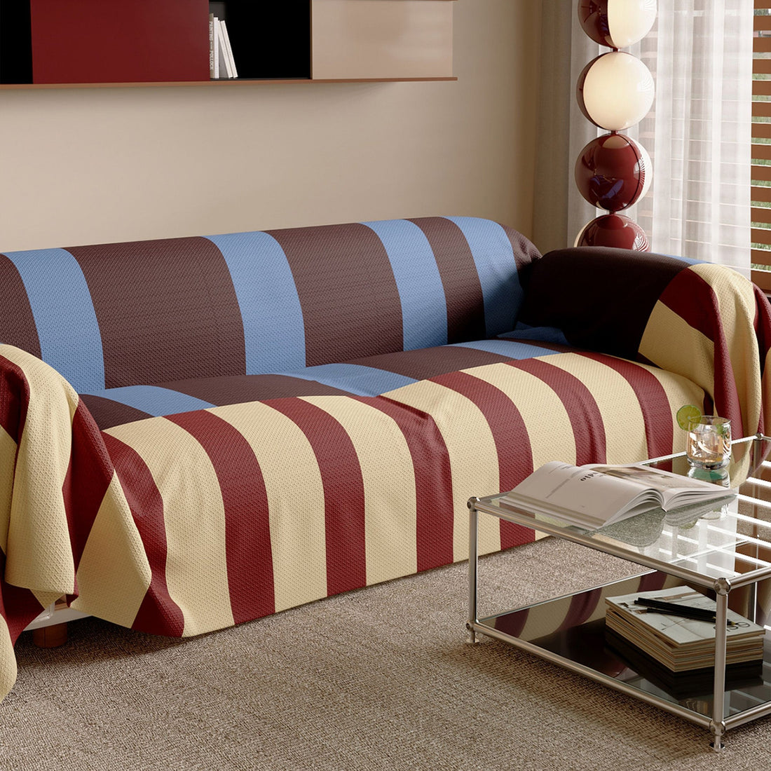 Modern Striped Bold Sofa Cover Anti-Spill Lightweight Stylish Easy-to-Clean Couch Protection for a Cozy Home Upgrade