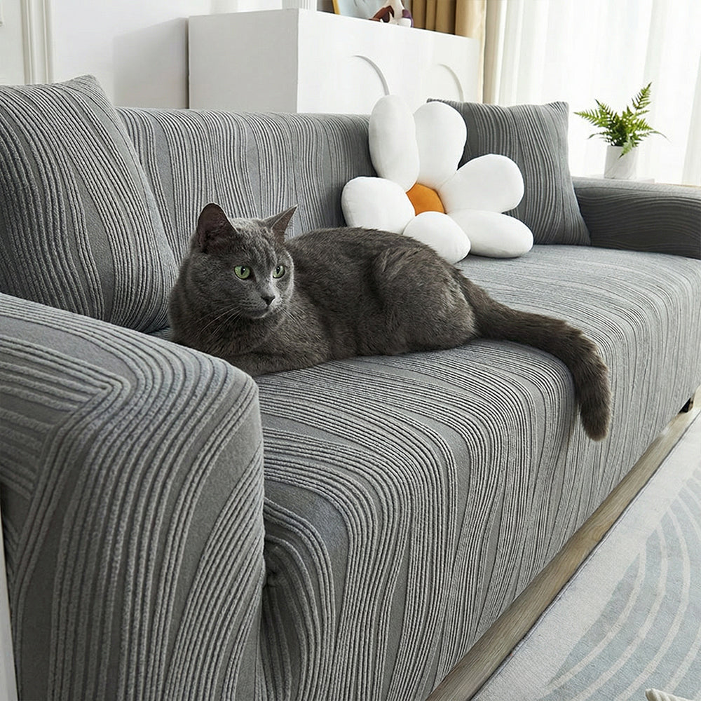 WavyJacquard Velvet Stretch Sofa Slipcover