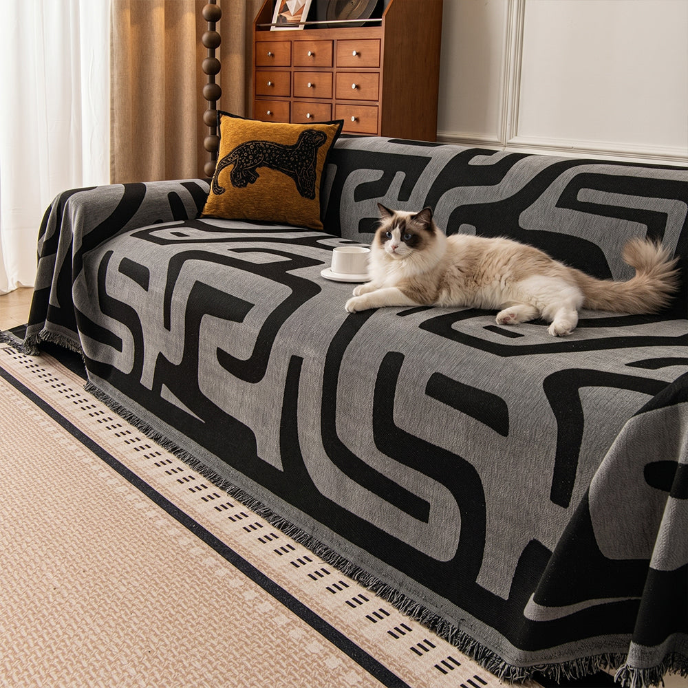 Modern Maze Chenille Sofa Cover