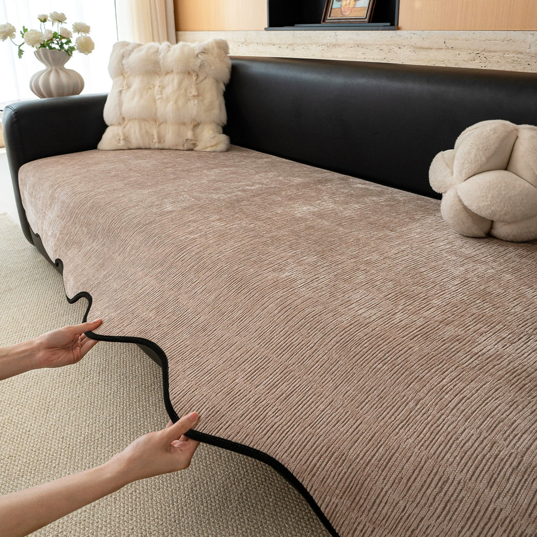 Wavy Edge Chenille Nonslip Sofa/Couch Cover