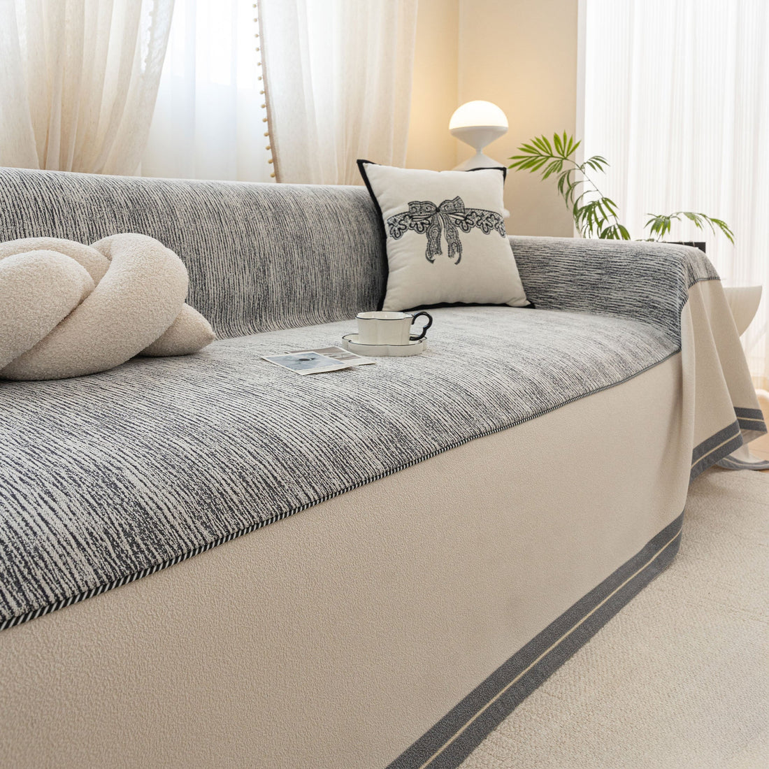 Refined Stripe Chenille Scratch-Resistant Sofa/Couch Cover