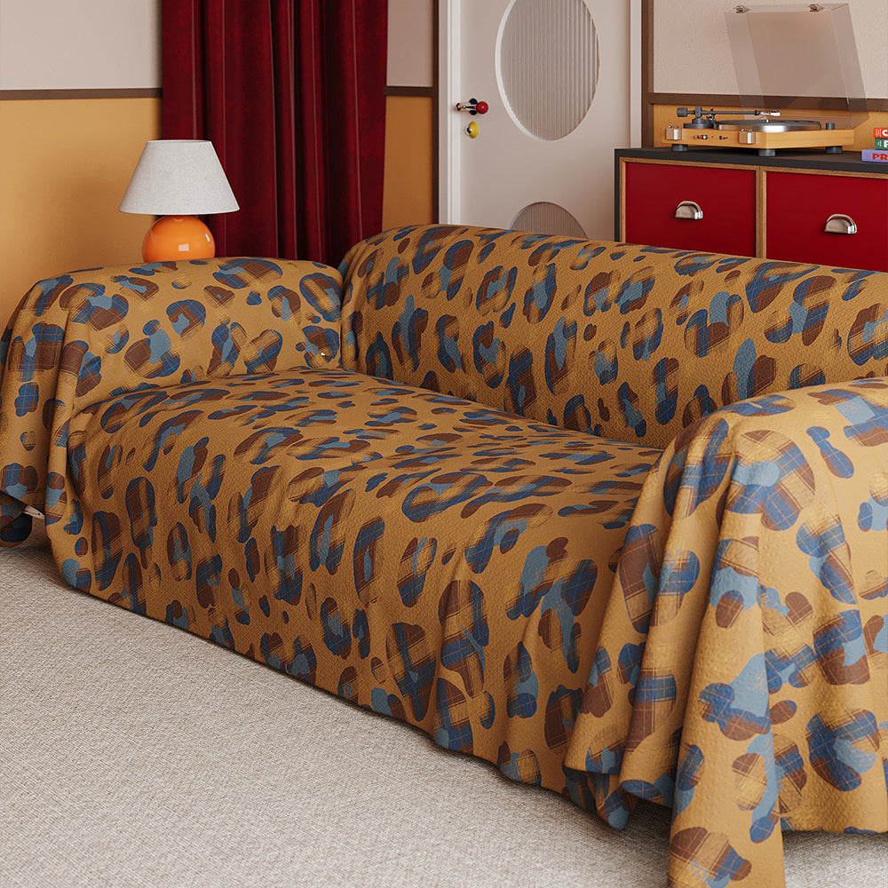 Wild Leopard Faux-Linen Scratch-Resistant Sofa/Couch Cover