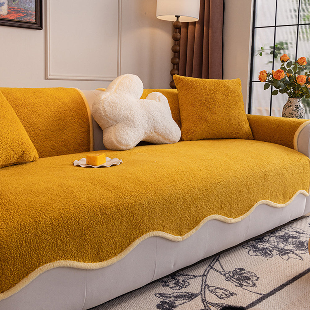 CloudCurve Teddy Fleece Nonslip Sofa/Couch Cover