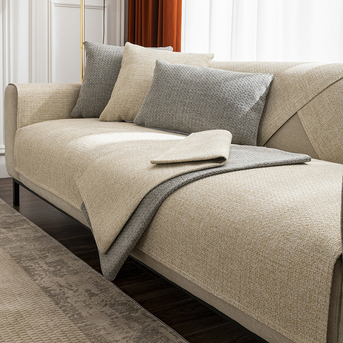 Elegant Weave Faux Linen Non-Slip Sofa/Couch Cover