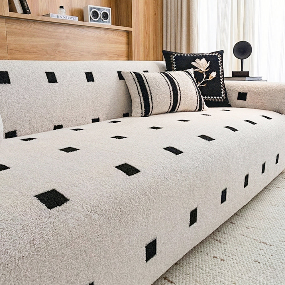MonoDot Plush Full-Cover Sofa Slipcover
