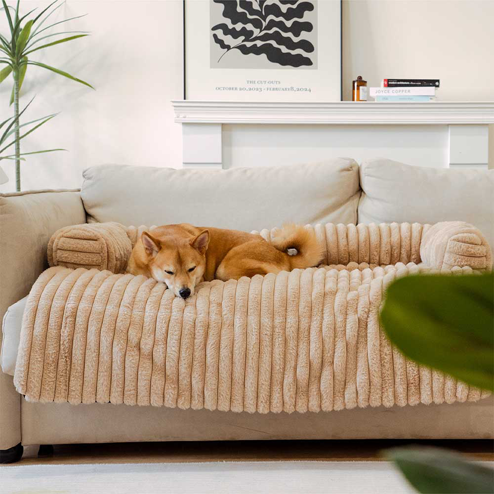 Fluffy Bolster Dog Couch Cover & Sofa Blanket