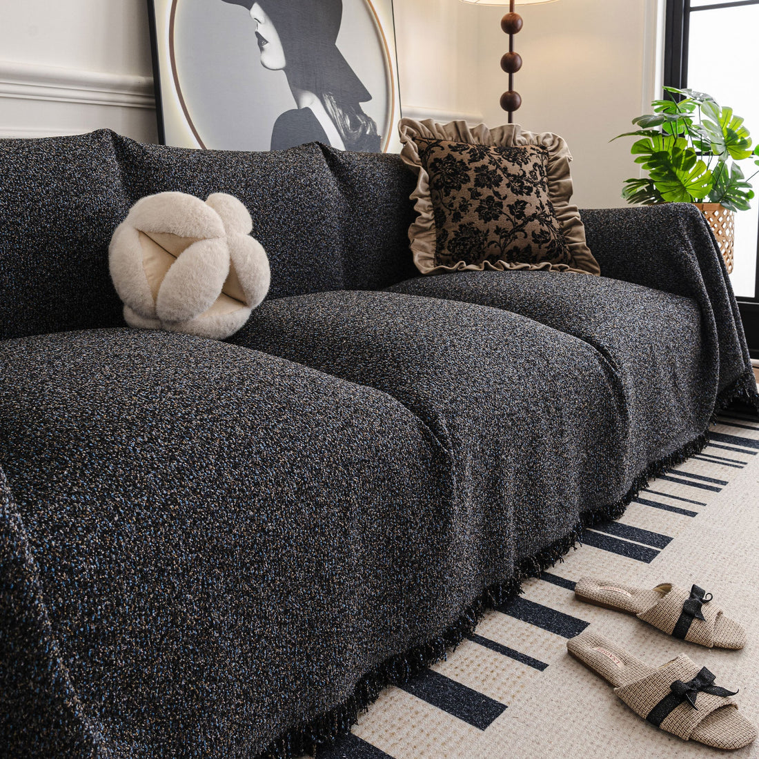 Textured Chenille Scratch-Resistant Sofa/Couch Cover