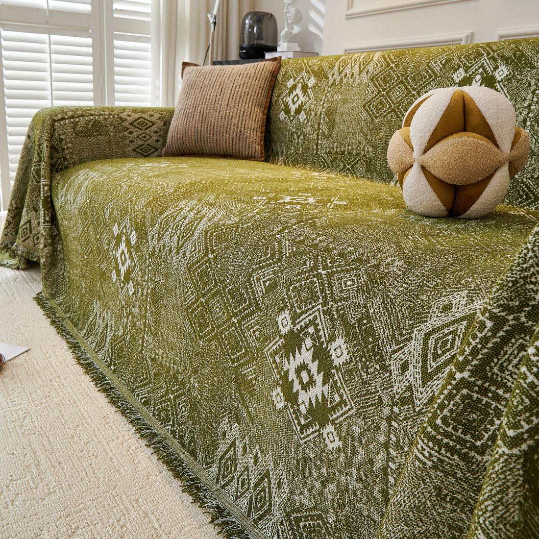 Gemometric Tribal Soft Pastel Pet-Friendly Multi-Purpose Minimalist Vintage Sofa Cover