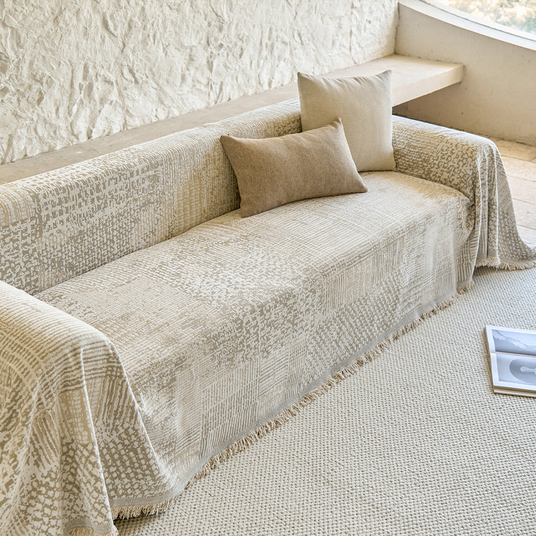 Textured Mosaic Chenille Scratch-Resistant Sofa/Couch Cover