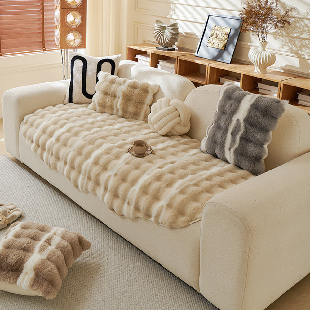Winter Plush Irregular Faux-Rabbit Nonslip Sofa/Couch Cover