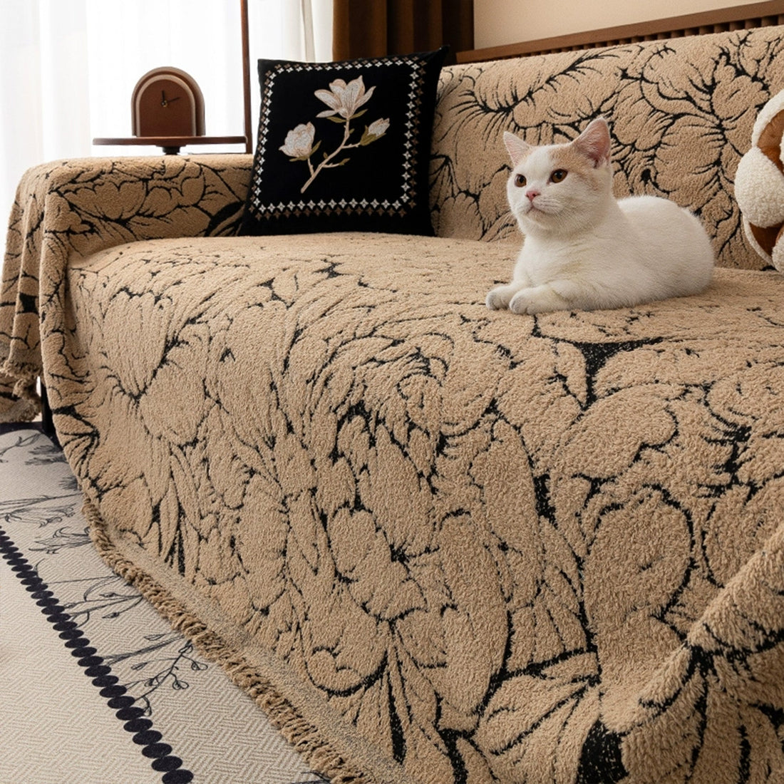 Cozy Bloom Plush Anti-Scratch Sofa/Couch Cover