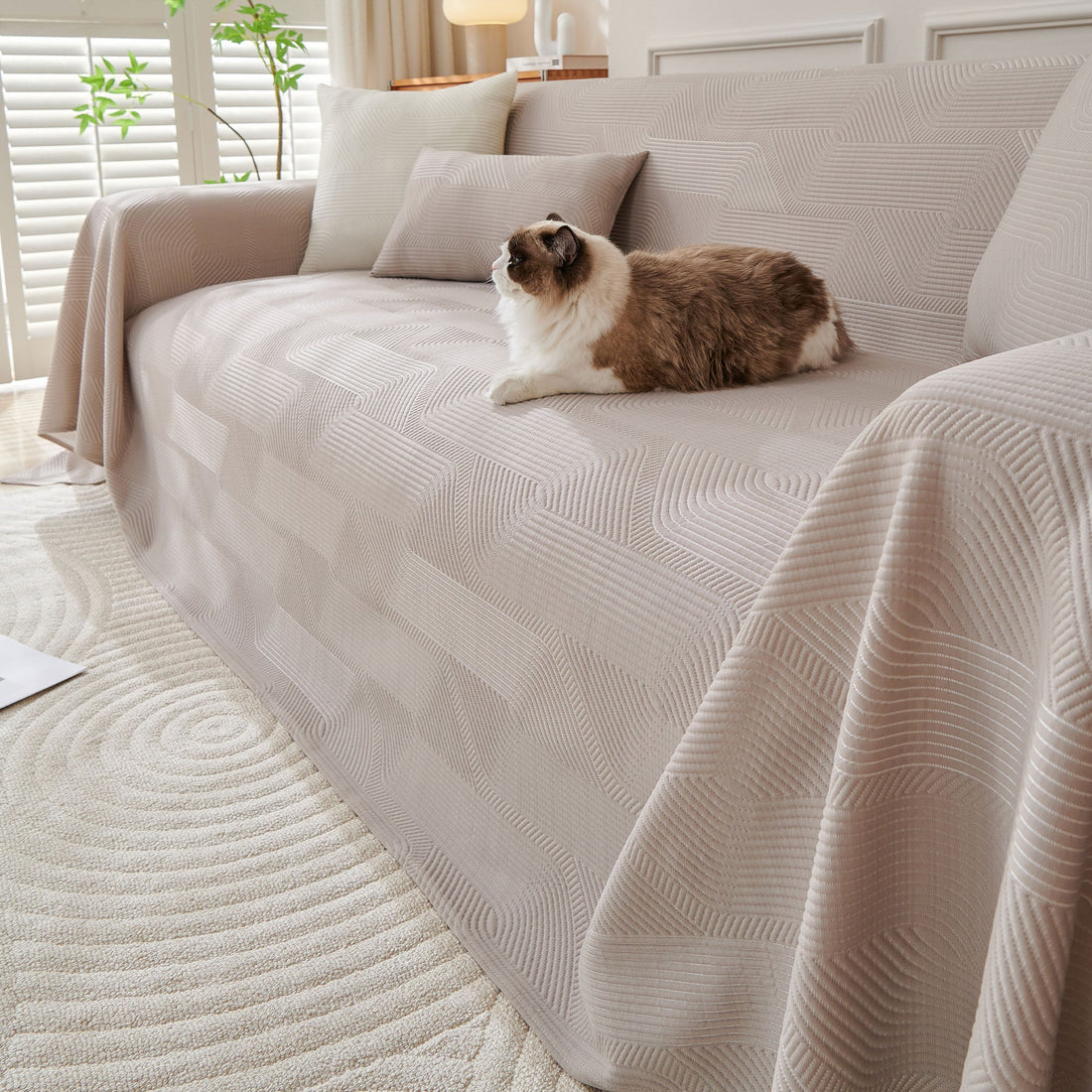Cooling Geometric Modern Multi-Color Checkered Soft Pet-Friendly Durable Sofa Cover – Minimalist Plush Hassle-Free Throw Couch Protector