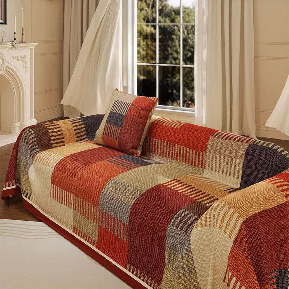 Geometric Harmony Chenille Scratch-Resistant Sofa/Couch Cover