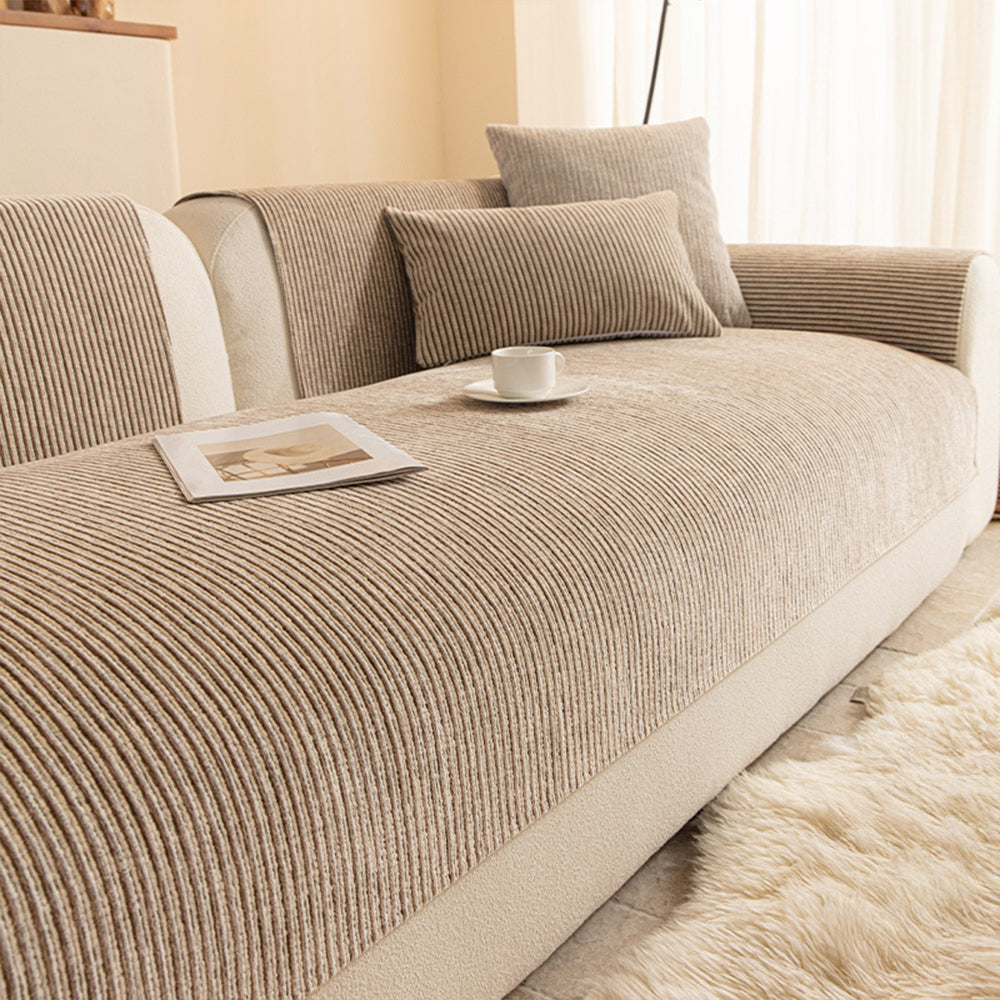 Ribbed Chenille Nonslip Sofa Cover