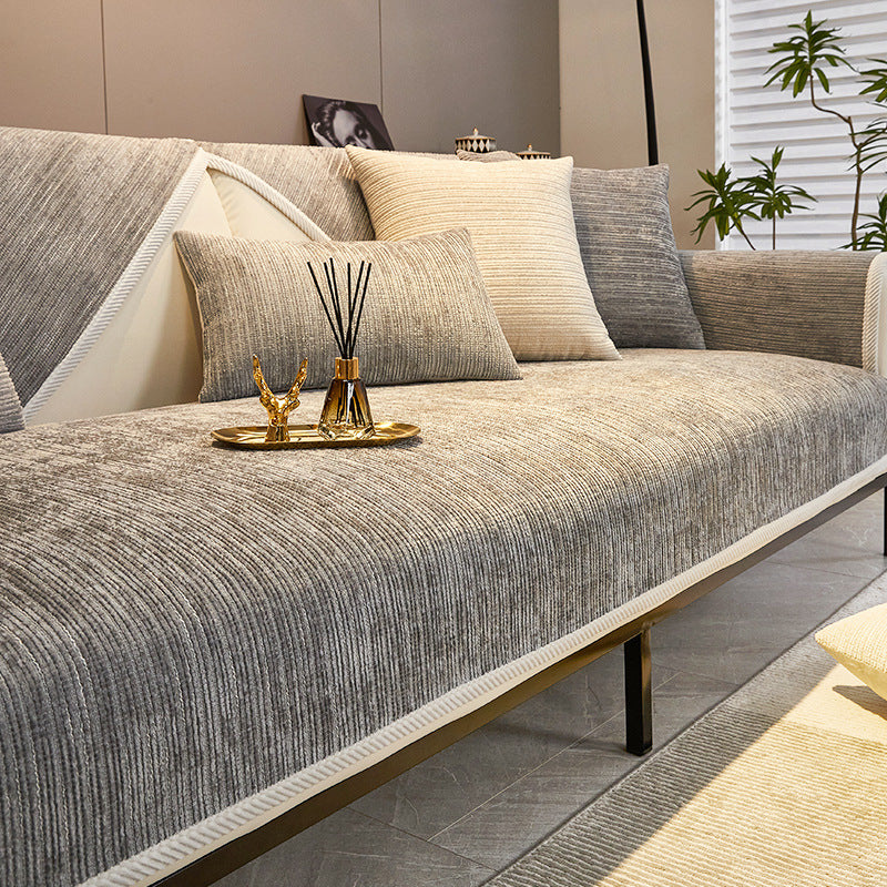 Simple Striped Chenille Sofa Cover