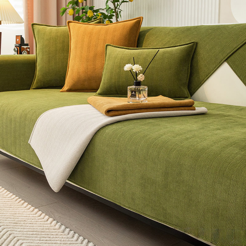 Chenille Herringbone Sofa Cover