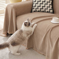 Soft Breathable Herringbone Pet-Friendly Multi-Purpose Minimalist Sofa Cover – Woven Throw Couch Protector
