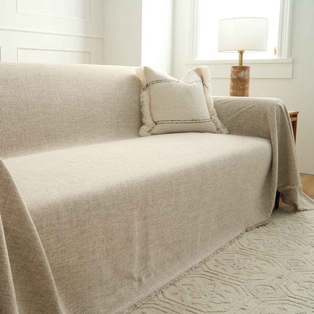 Faux Linen Sofa Cover