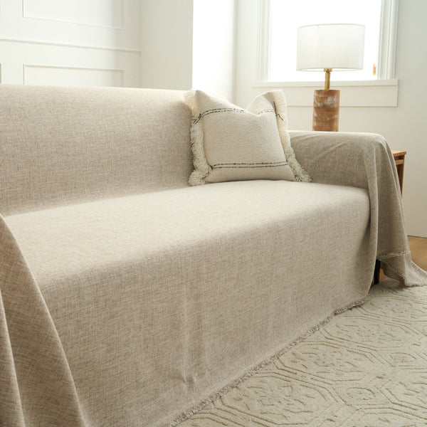 Faux Linen Sofa Cover