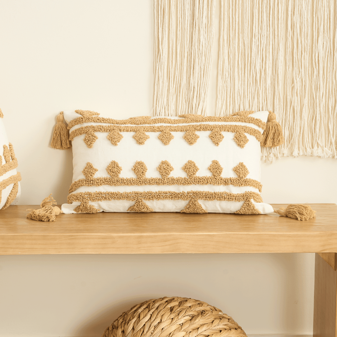 Boho Tassels Lumbar Cushion Cover