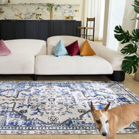 Easy Clean Rug Moroccan Boho Style Plush Pet Friendly Living Room Rug