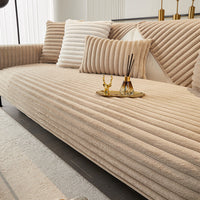 Striped Plush Snuggles Sofa Cover