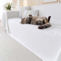 Cooling Geometric Quilted Modern Multi-Color Pattern Soft Pet-Friendly Durable Sofa Cover – Minimalist Textured Hassle-Free Throw Couch Protector