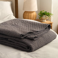 Dark Charcoal Embossed Quilt Set