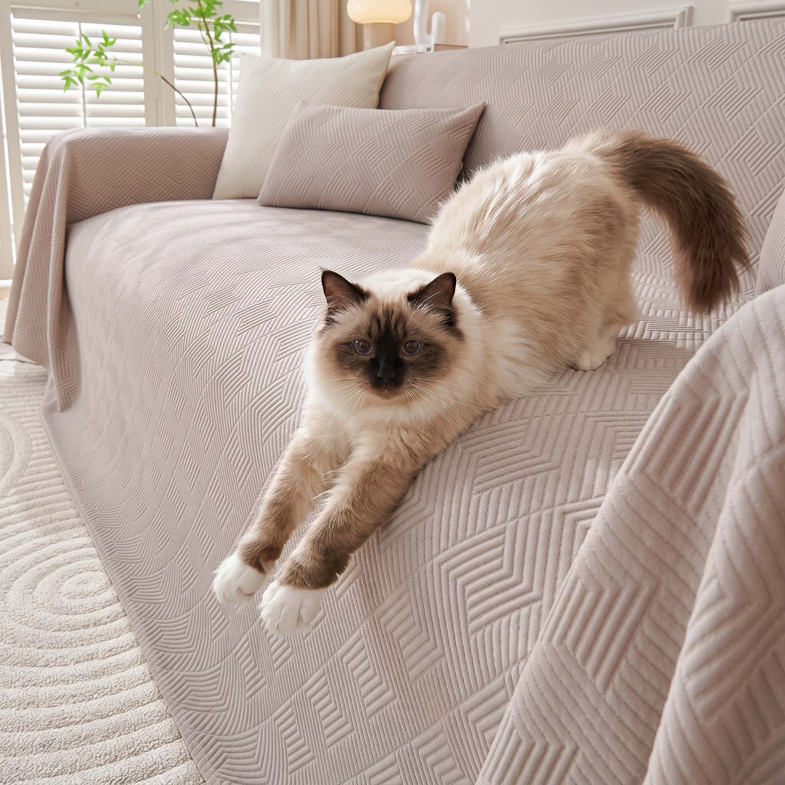 Artisan Cooling Woven Textured Cooling Modern Soft Pet-Friendly Durable Sofa Cover – Minimalist Hassle-Free Throw Couch Protection Multi-Use