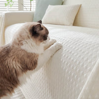 Cooling Modern Woven Textured Soft Pet-Friendly Durable Sofa Cover – Minimalist Hassle-Free Throw Couch Protector