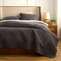 Dark Charcoal Embossed Quilt Set