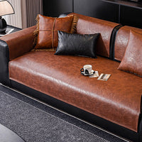 Spill-Resistant Luxe Leather Nonslip Sofa Cover