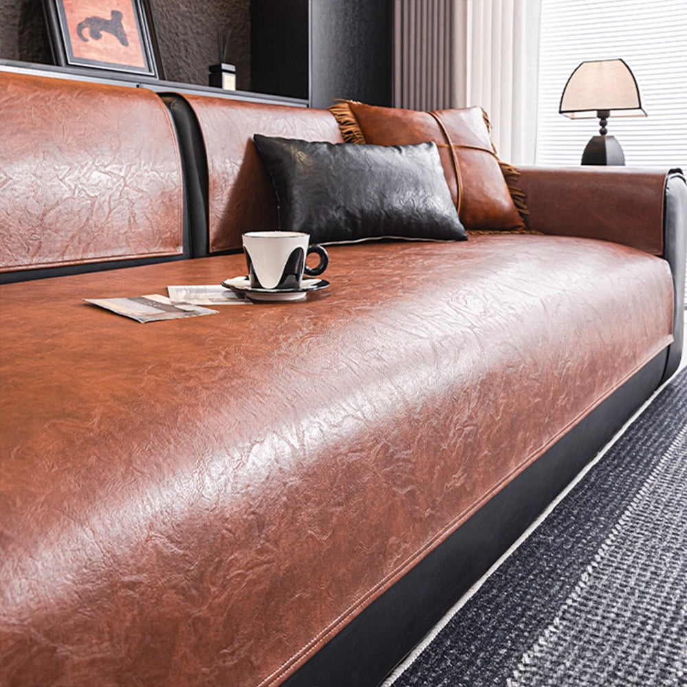 Spill-Resistant Luxe Leather Nonslip Sofa Cover