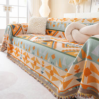 Tribal Sunset Pattern Geometric Chenille Couch Cover Soft Breathable Stylish Sofa Protection for an Easy-to-Clean Home Upgrade