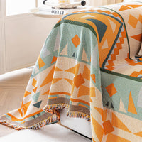 Tribal Sunset Pattern Geometric Chenille Couch Cover Soft Breathable Stylish Sofa Protection for an Easy-to-Clean Home Upgrade