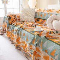 Tribal Sunset Pattern Geometric Chenille Couch Cover Soft Breathable Stylish Sofa Protection for an Easy-to-Clean Home Upgrade
