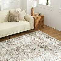 Easy Clean Washable Rug Timeless Persian Earth-Toned Minimalist Design Durable Spillproof Pet-Friendly Non-Slip Pad Living Room Area Rug