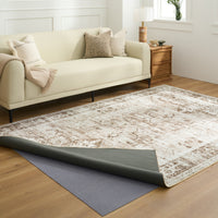Easy Clean Washable Rug Timeless Persian Earth-Toned Minimalist Design Durable Spillproof Pet-Friendly Non-Slip Pad Living Room Area Rug