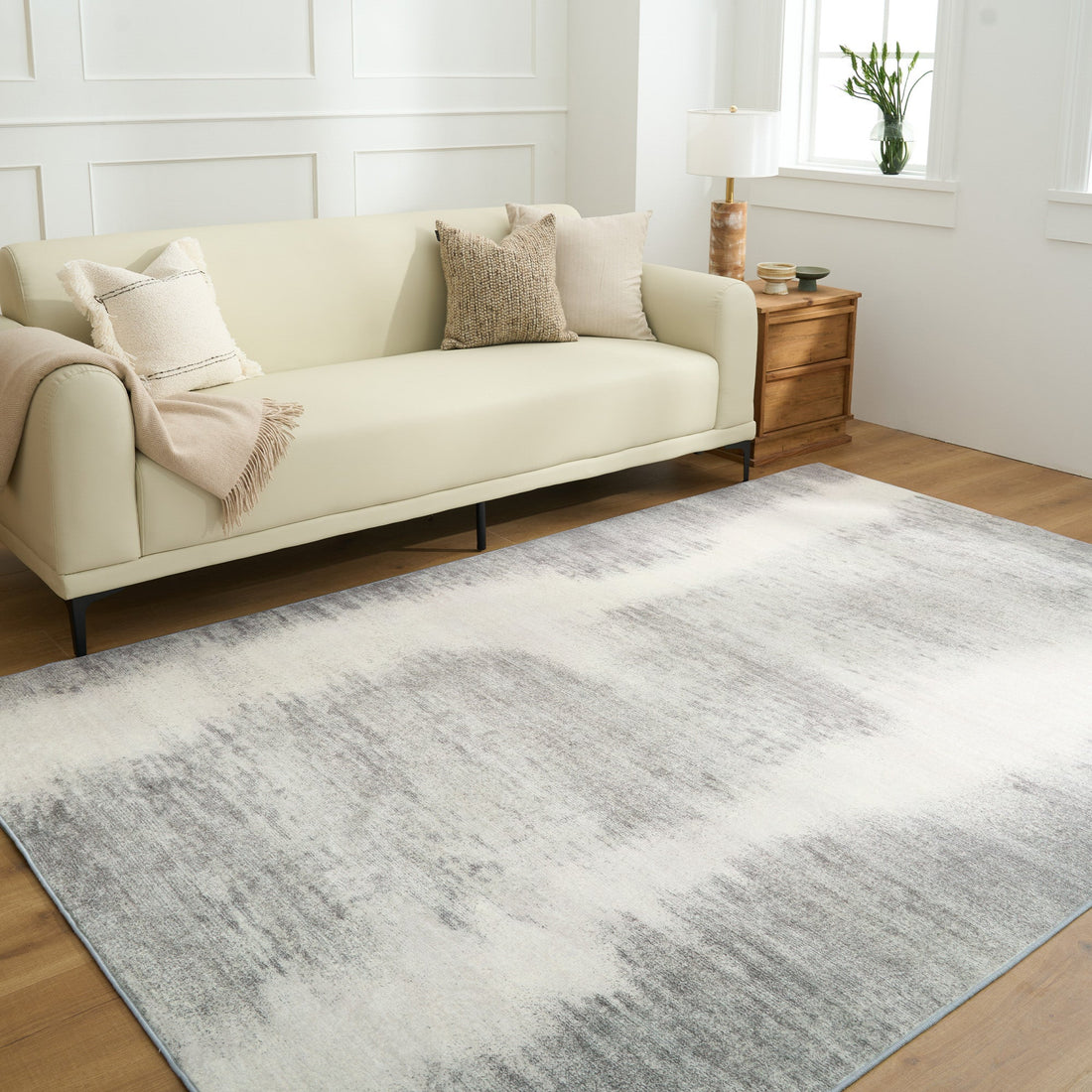 Easy Clean Washable Rug Soft Chic Neutral Gradient Design Durable Spillproof Pet-Friendly Non-Slip Pad Living Room Area Rug