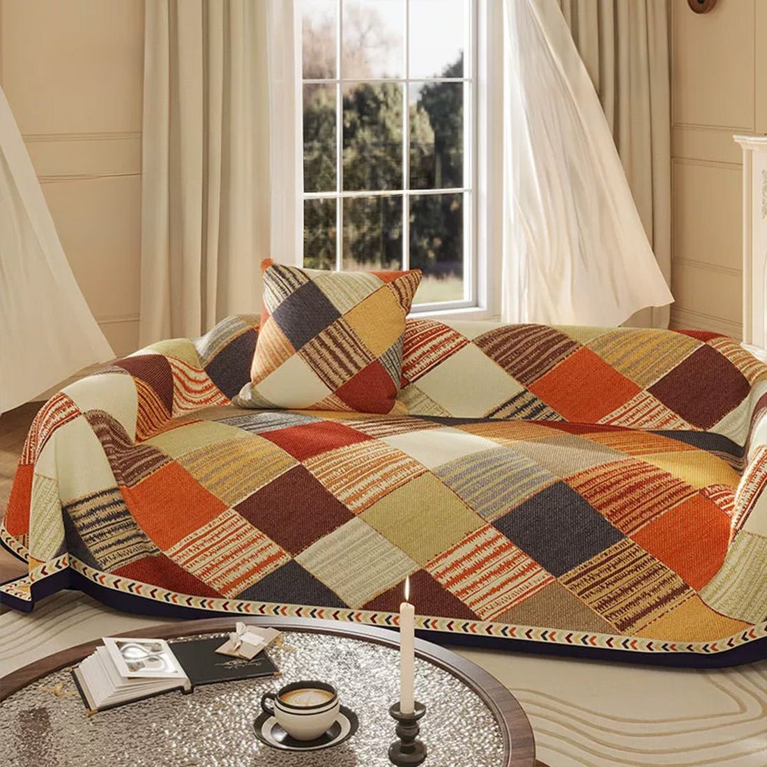 Patchwork Charm Chenille Scratch-Resistant Sofa/Couch Cover