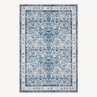 Easy Clean Washable Rug Rustic Blue Persian Minimalist Design Durable Spillproof Pet-Friendly Non-Slip Pad Living Room Area Rug