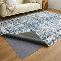 Easy Clean Washable Rug Rustic Blue Persian Minimalist Design Durable Spillproof Pet-Friendly Non-Slip Pad Living Room Area Rug
