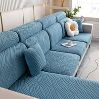 WaveLuxe Ripple Stretch Sofa Cover – Anti-Scratch, Full-Cover Pet Protector
