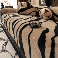 Zebra Pattern Faux Fur Nonslip Sofa Cover