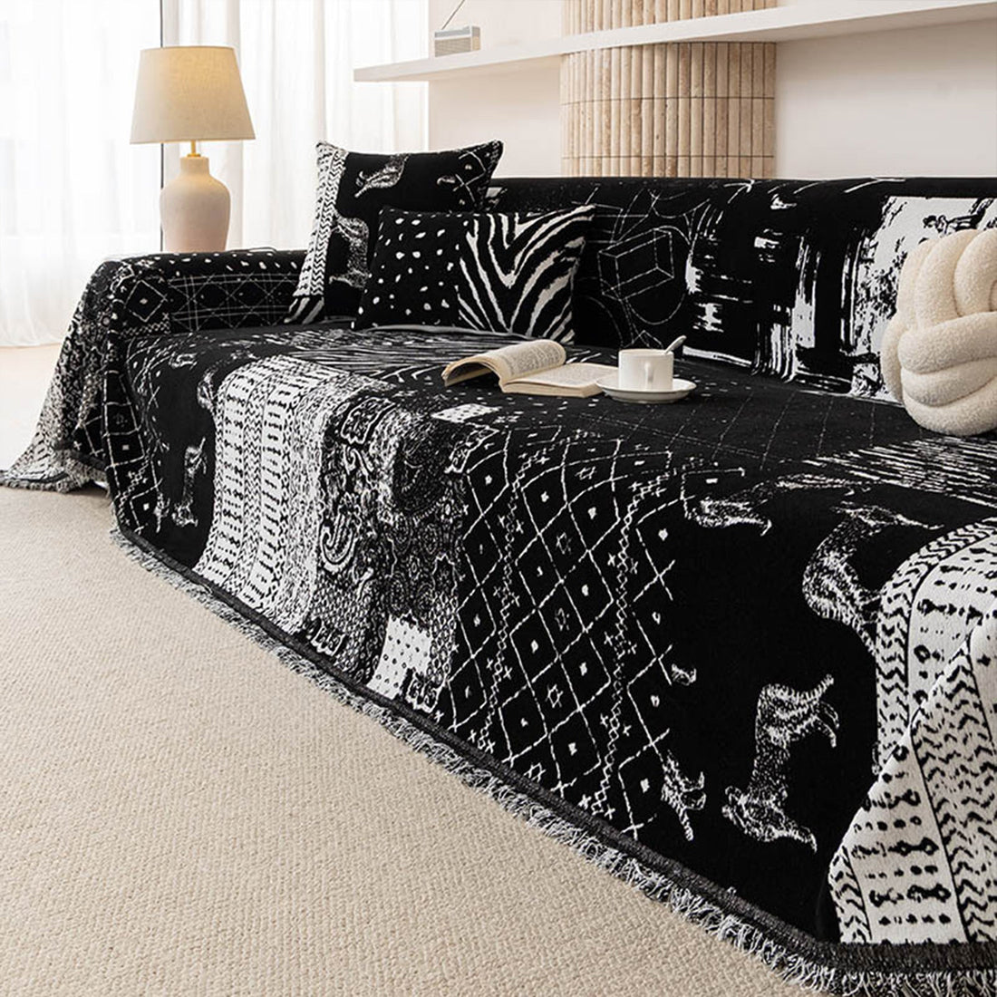 Patchwork Charm Scratch-Resistant Chenille Sofa/Couch Cover