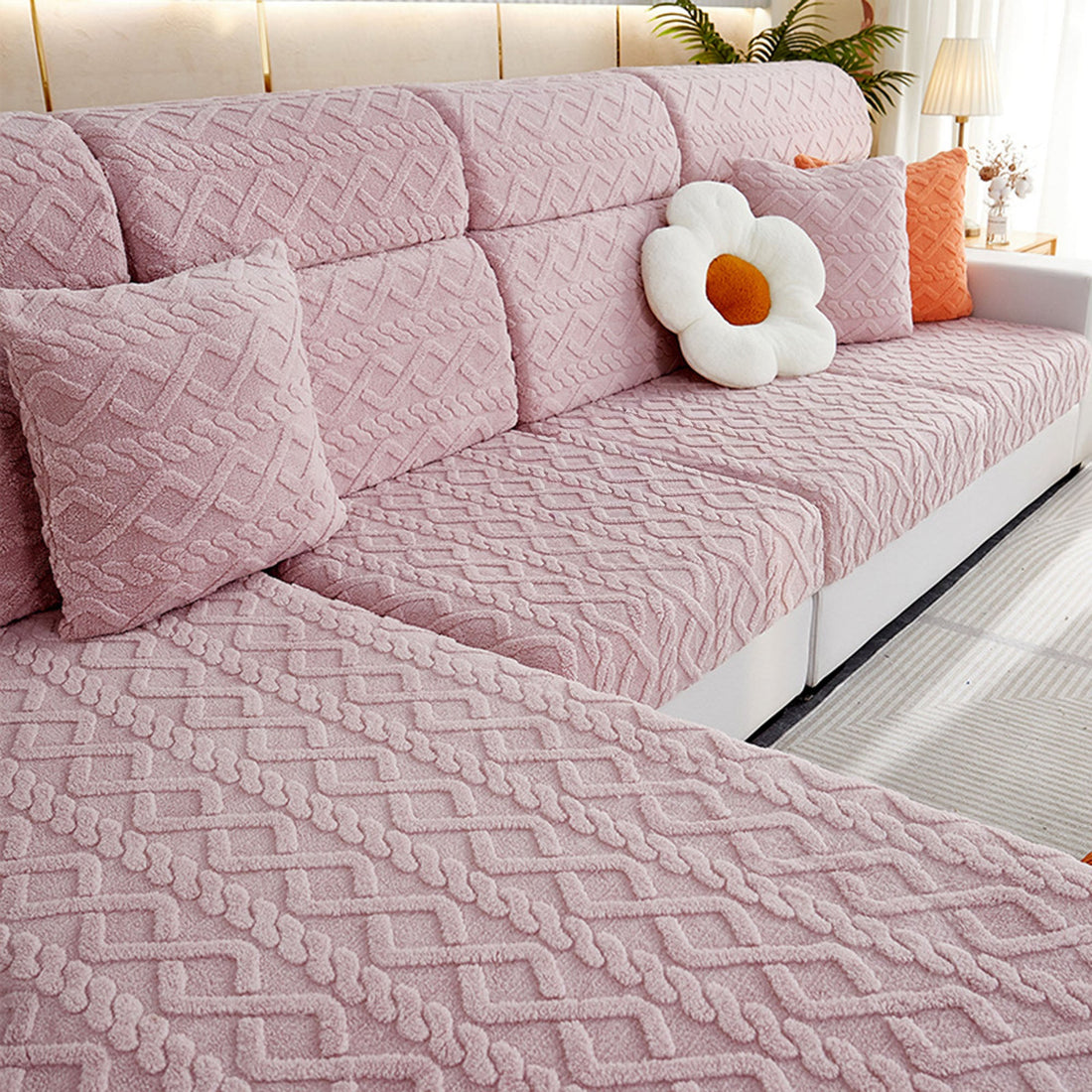 Cozy Weave Milk-Velvet Stretch Sofa Cover – Full Wrap, Anti-Slip Protection