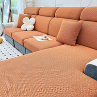 Elegant Chevron Jacquard All-Season Stretch Sofa Cover – Full Wrap, Anti-Slip & Anti-Scratch Protection