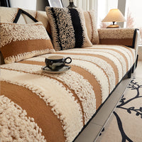 Cozy Ridge Stripe Plush Non-Slip Sofa/Couch Cover