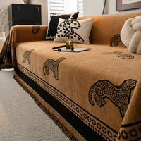 Leopard Pattern Chenille Sofa Cover – Scratch Resistant & Washable